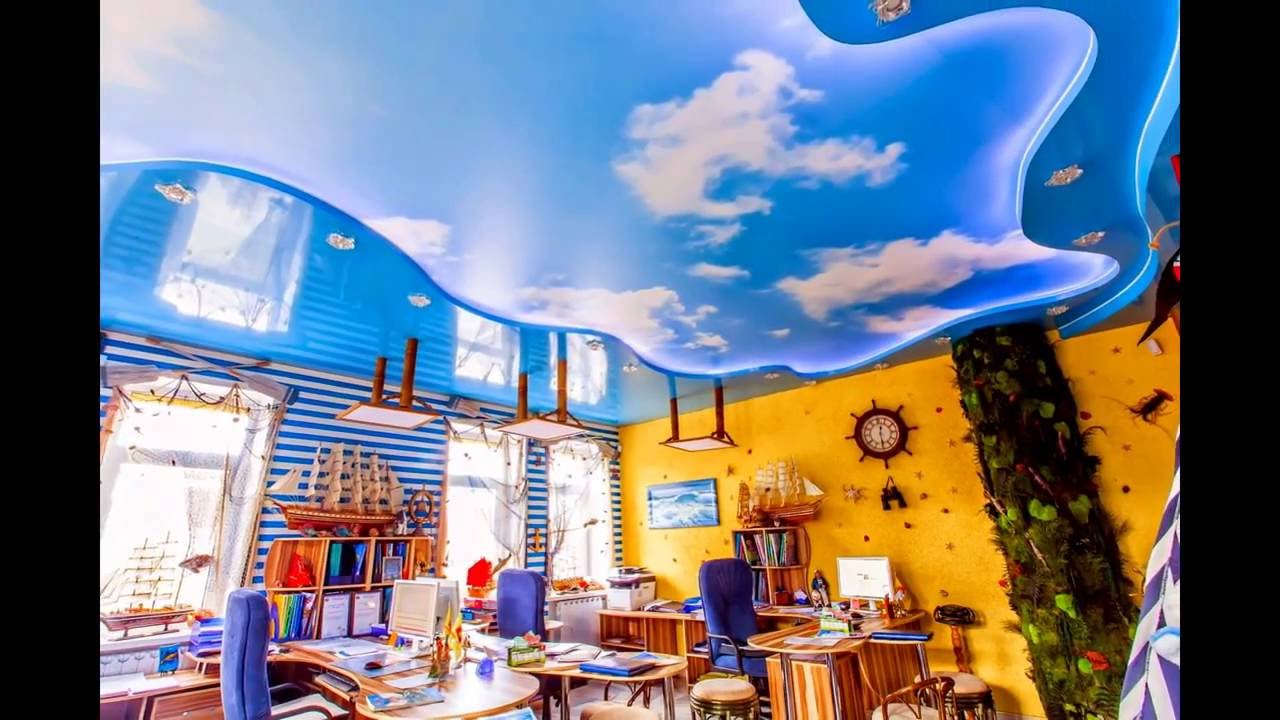 Фотопечать на натяжных потолках Экос Стиль - YouTube