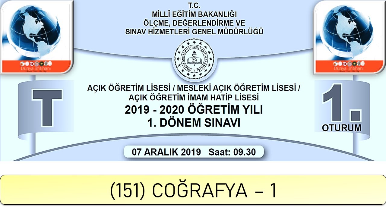 2020 / 1. DÖNEM / AÇIK ÖĞRETİM LİSESİ / (151) COĞRAFYA – 1