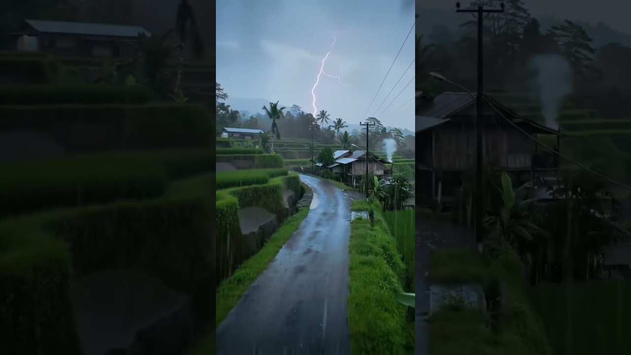 "Village Road in the Storm – A Cinematic Rainy Escape" 