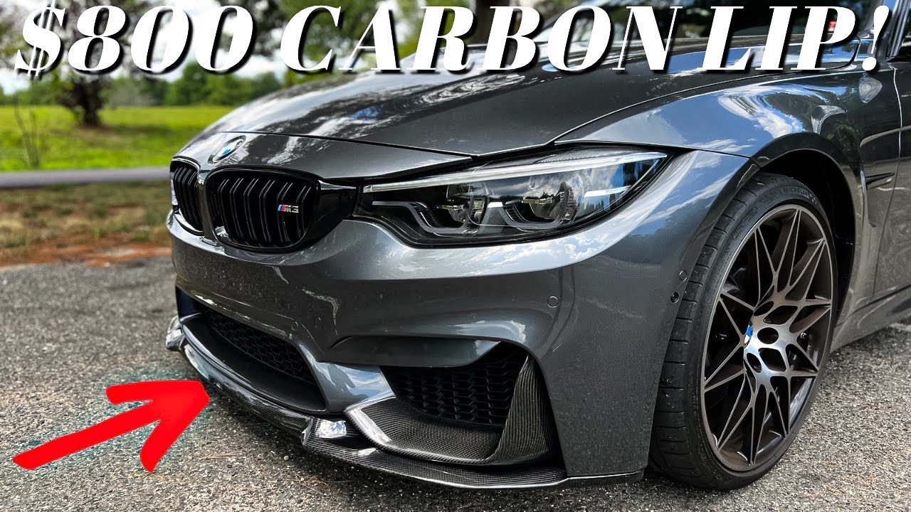 Установка карбонового переднего бампера BMW F80 M3 Autotecknic Competion