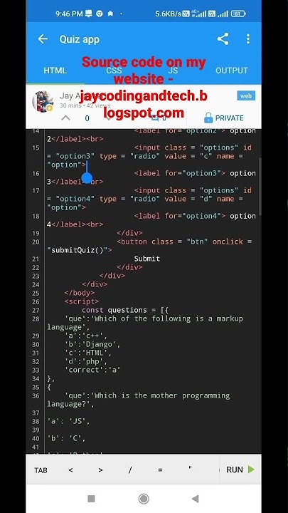 How to make a quiz app using HTML,CSS and JS #coding #shorts - YouTube