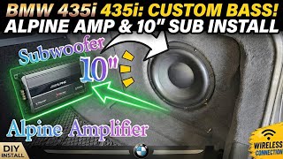 2016 BMW 435i Custom subwoofer box on passenger side Alpine Amplifier
