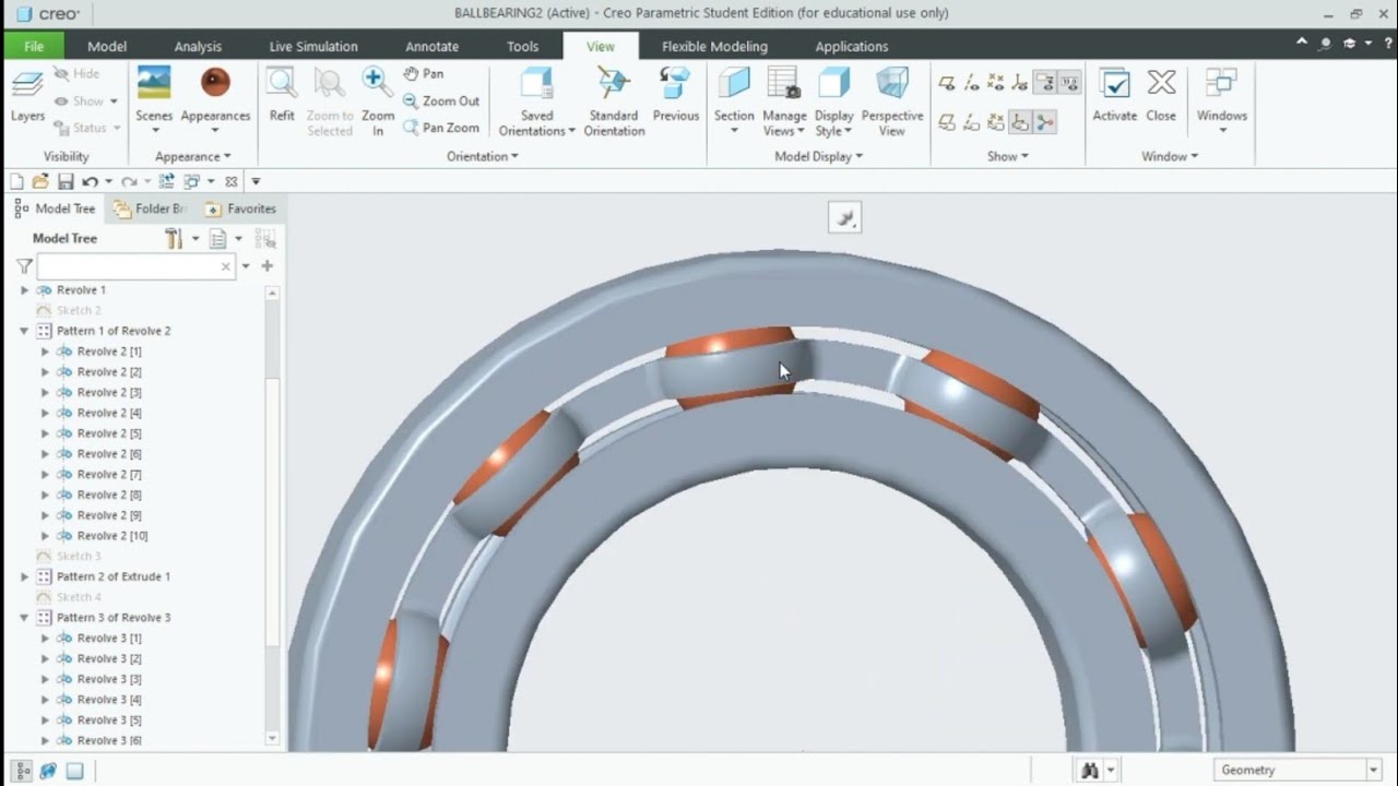 How to Design Ball Bearing in Creo | Ball Bearing - YouTube