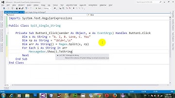 How to split single string into array of the strings through Regular expression in VB NET 2012