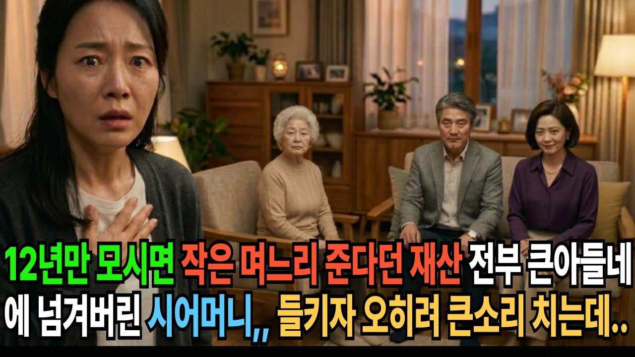12년만 모시면 작은 며느리 준다던 재산 전부 큰아들네에 넘겨버린 시어머니,, 들키자 오히려 큰소리 치는데