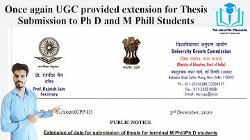 Once again UGC provided Extension for Thesis Submission to Ph D & MPhill Students | UGC Update