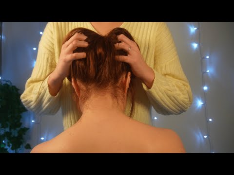 ASMR fast and gentle scratching on scalp and back with fast massage - no talking