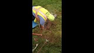 Johnny T sprayed in the face by a water leak in Oak Grove