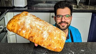 Italian Ciabatta Bread | خبز الجاباتا الإيطالي | طريقة سهلة بدون عجن أو عجانة | شيف شاهين