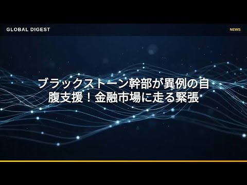 【国内 経済】ブラックストーン幹部が異例の自腹支援！金融市場に走る緊張