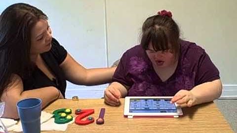 Trisha talking using Proloquo2Go