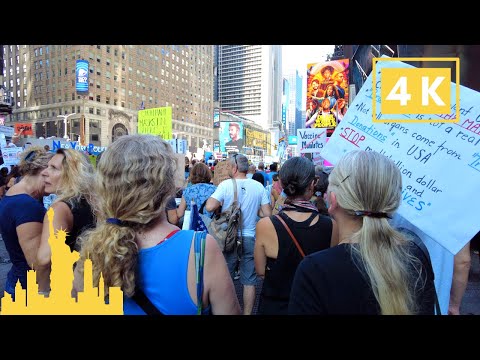 [4K] New York City Protest of COVID Vaccine Mandate/Passport, Anti-Vax Rally | NYC Walking Tours