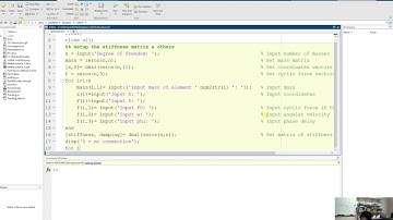 Stiffness matrix of a structure MATLAB example
