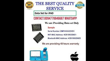 ipad icloud Unlock New Serial Number BT & Wi-Fi Address DATA Set Service Activation software Method