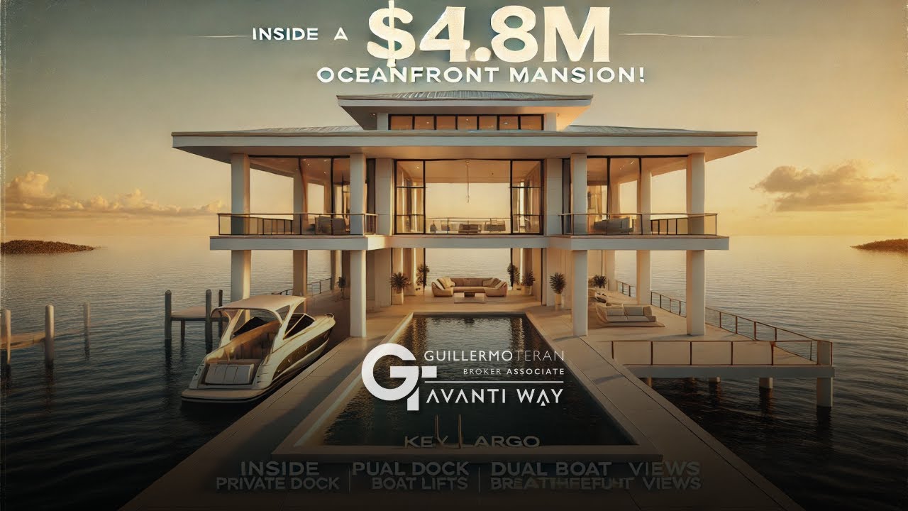 Image showcasing INSIDE a $4.8M Key Largo Oceanfront Mansion! 🌊 Private Dock, Dual Boat ...
