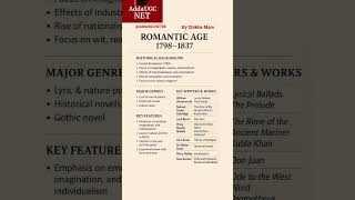 Romantic Age in 15 Sec | UGC NET Quick Revision by Shikha Mam@AddaUGCNET88