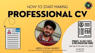 Professional CV Making | ClimActPak (Webinar Series) Episode 3