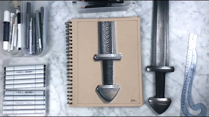 Sword Illustration by Reid Schlegel - Marker on Toned Tan Paper