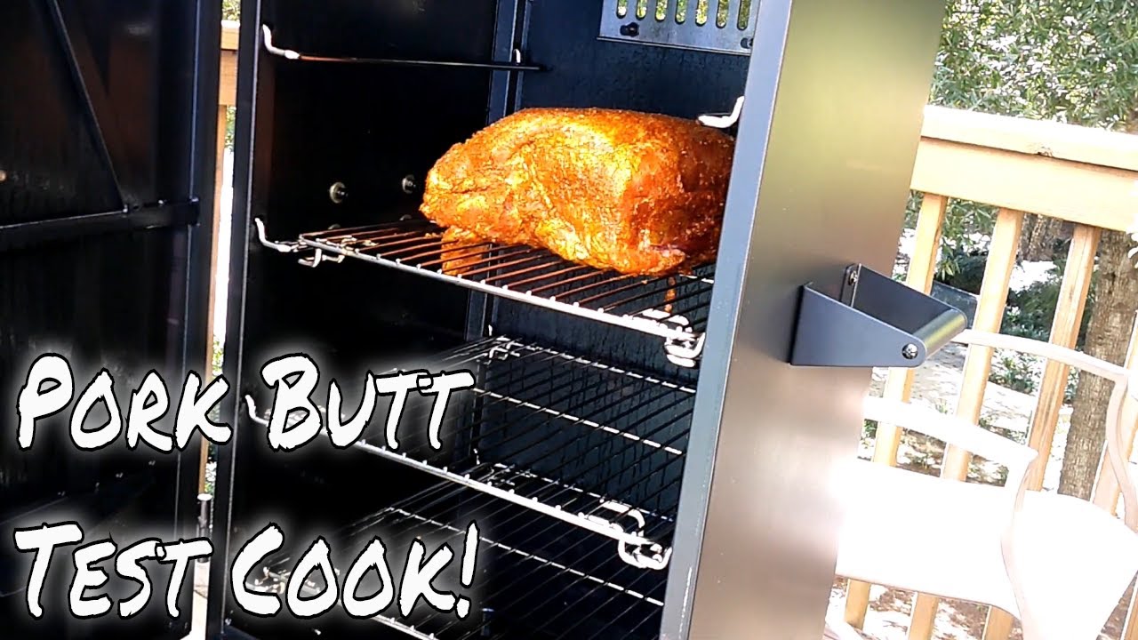 Smoked Pork Butt Test Cook in the Vertical Propane Smoker. - YouTube