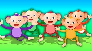 Cinco monito saltaban en la cama | Canciones Infantiles | Five Little Monkey | Cartoon Town Español