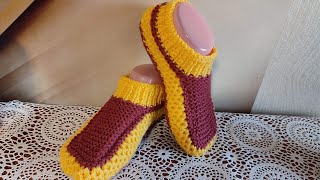 картинка: Тапочки , связаные узором 
