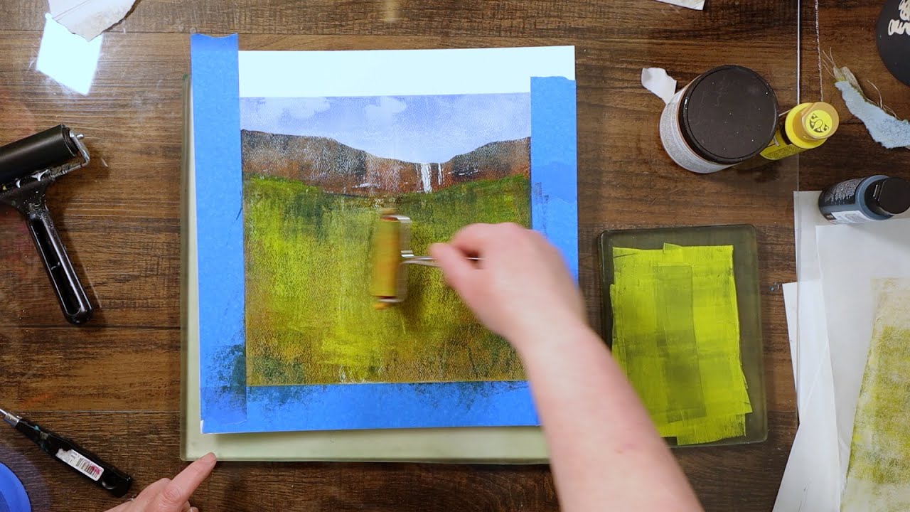 Stunning abstract landscape monotype printing without a press YouTube