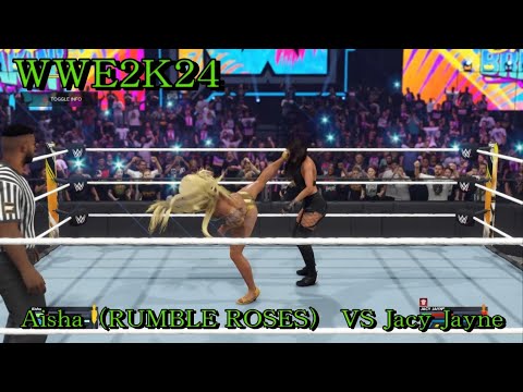WWE2K24 Aisha（RUMBLE ROSES） VS Jacy Jayne （CPU VS CPU） - YouTube
