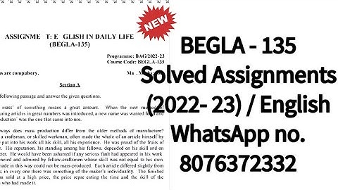 BEGLA 135 solved assignment in English 2022-23 /IGNOU/ @20.
