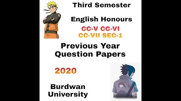 Third Semester English Honours Question Papers | Burdwan University | CC-V | CC-VI | CC-VII | SEC-1
