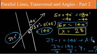 Parallel Lines, Transversal and Angles   Part 2
