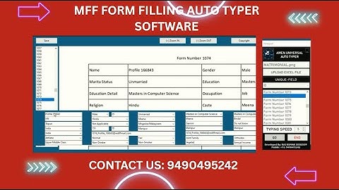 MFF Matrimonial Form Filling Auto Typer Software