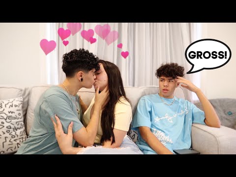 Being PDA With Girlfriend In FRONT Of LITTLE BROTHER To See How He Reacts!