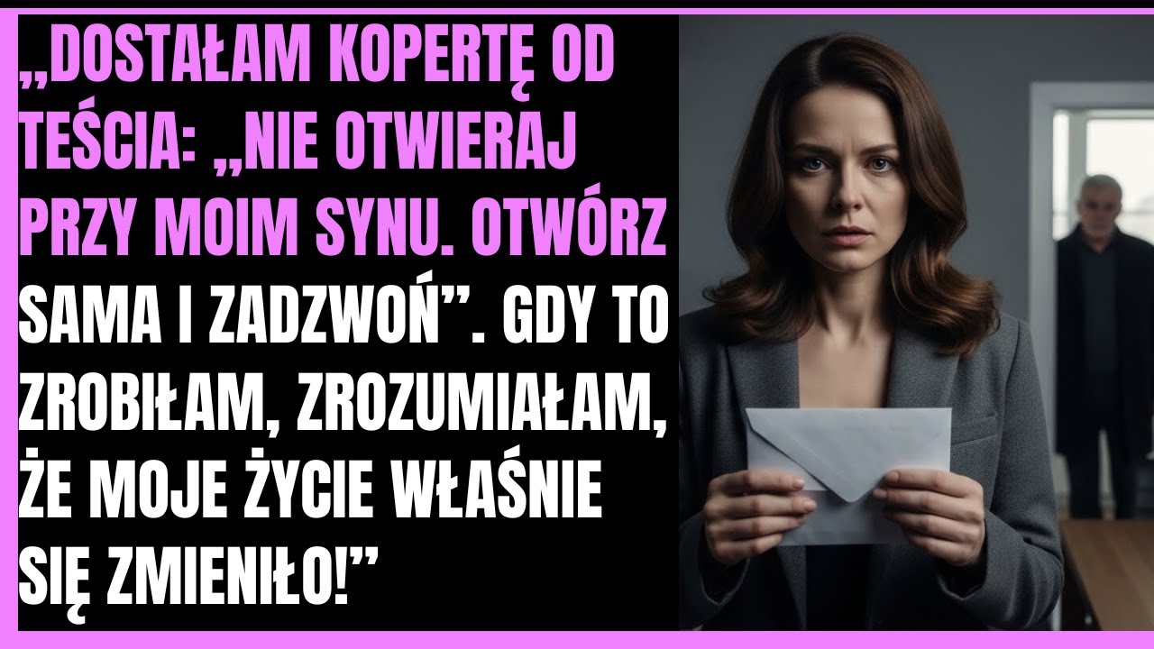 Mój teść wręczył mi białą kopertę za plecami męża. „Nie otwieraj przy moim synu. Otwórz sama i zadzwoń" – szepnął, a ja poczułam, że coś się kończy. W środku nie było listu. Były zdjęcia – mój mąż...