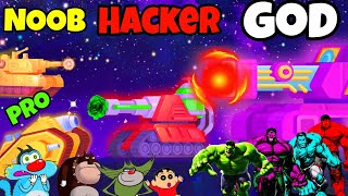 NOOB vs PRO vs HACKER in Tank Stars Game | Oggy, Jack, Shinchan Vs Hulk Team || Daddy Gaming Ep. 7