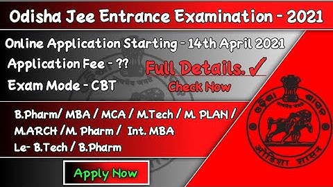 Ojee Application 2021 || Apply Now || Full Details || Job House || Odisha Jee Entrance Examination