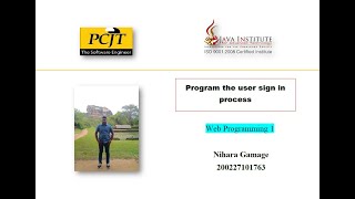 Web project task 3 | 1st semester | Java Institute | Program the user sign in process