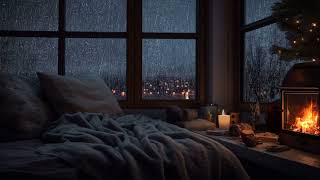 Cozy Space | Rain Sound & Fireplace Sound At Night For Sleeping, Reading | Sound For Healing