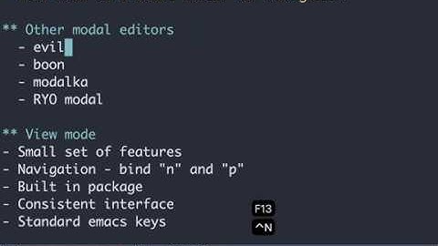 Emacs view mode as a modal editor for navigation