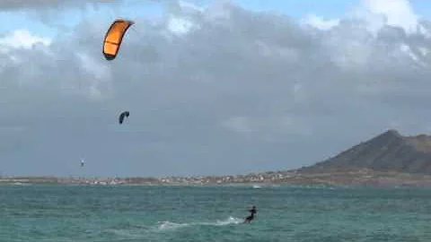 Kite surfing at Kailua Beach, Hawaii