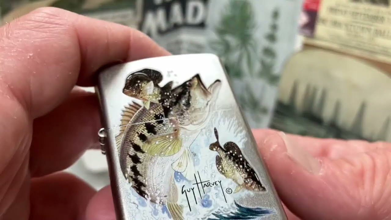 2004 Full Size Zippo Lighter Guy Harvey “Bass & Bait” Fishing 