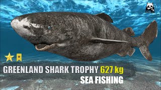 : GIANT GREENLAND SHARK 627kg |TROPHY| Russian Fishing 4 RF4 Norwegian Sea.