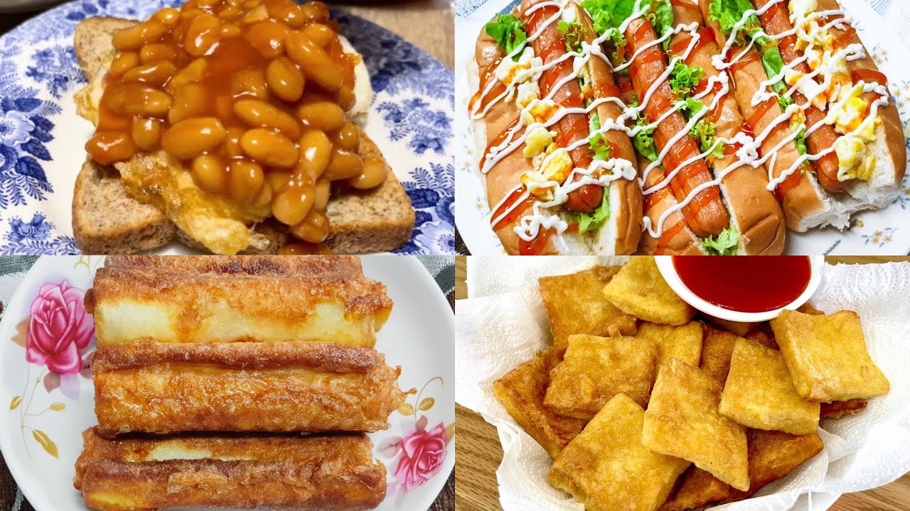 4 простых и вкусных варианта завтрака! Тосты с яйцом, печеная фасоль, тосты с колбасой и сэндвич ...