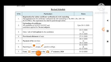 Extension of last date for Registration for web counseling / uploading of certificates AUCET/AUEET