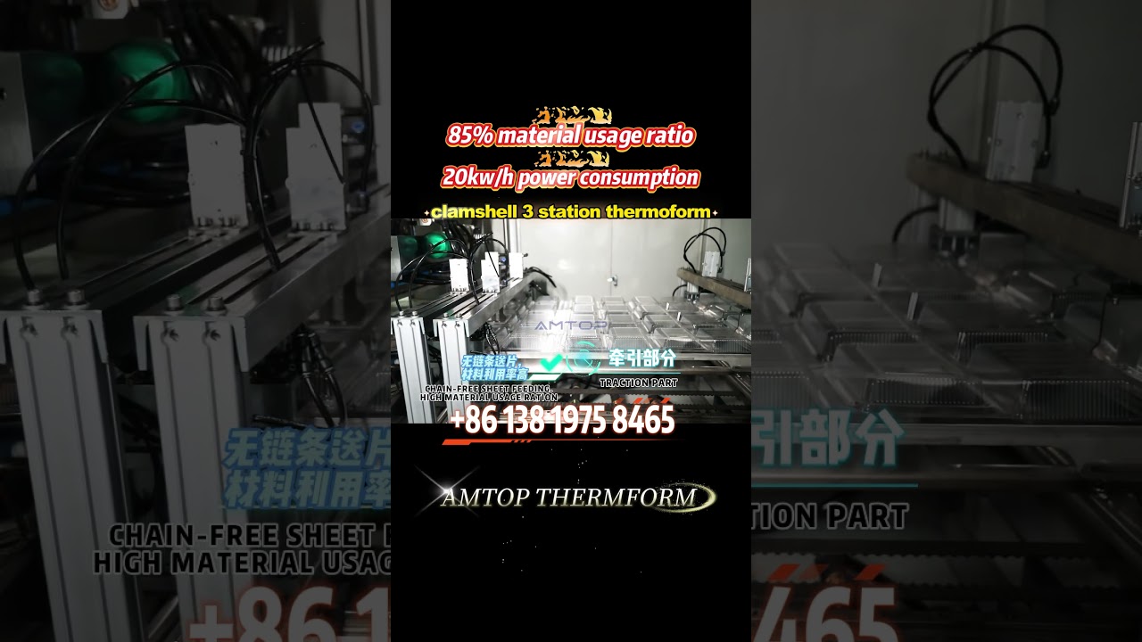 OPS/PET 3 station thermoforming machine 20kw/h power consumption,  