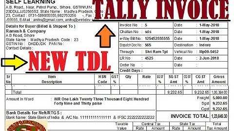 Tally customization invoice ! tally tdl invoice ! tally invoice format tdl ! Self Learning