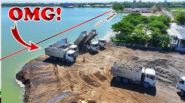 New Action Add 200m To side of lake Build the Road with Dozer pushing rock into deep water