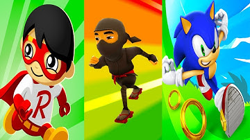 Ninja: Subway Surf vs Sonic Dash vs Tag with Ryan
