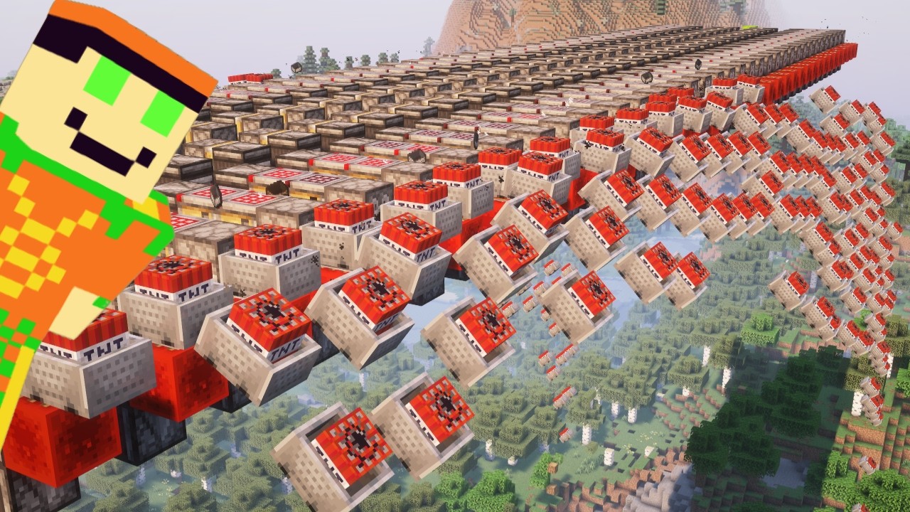 I Built a Massive Automatic TNT Minecart Cannon in Minecraft 