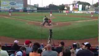 Akron Aeros infielder Jose Ramirez first at bat
