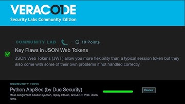 JSON Web Token Flaws - Python AppSec (by Duo Sec) - Veracode Security Labs Community Edition (free)